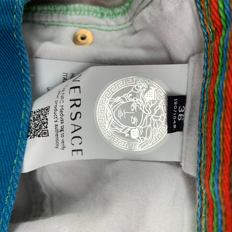 VERSACE Size 36 Multi-Color Stripe Cotton Jean Cut Casual Pants