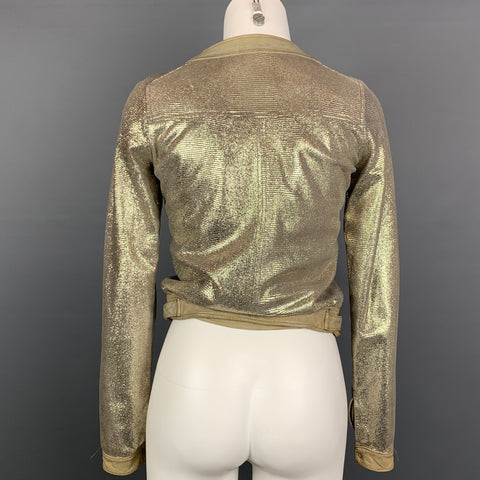 GIORGIO BRATO Taille 4 Veste zippée en cuir métallisé taupe