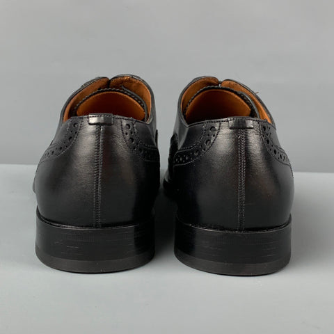 BALLY Size 8 Black Perforated Leather Wingtip Lace Up Shoes
