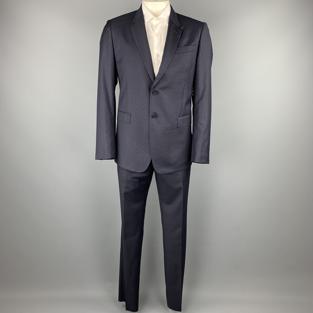 PAUL SMITH Size 42 Regular Navy Dots Wool Notch Lapel Suit
