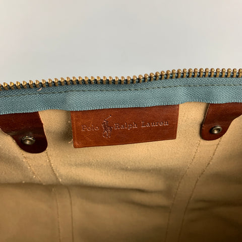 Vintage RALPH LAUREN Green & Black Tan Blackwatch Coated Canvas Weekender Bag