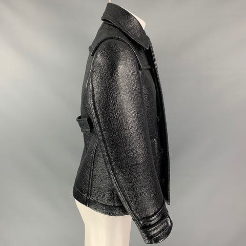 BURBERRY PRORSUM Otoño 2013 Talla 38 Chaqueta negra con broches ocultos texturizados