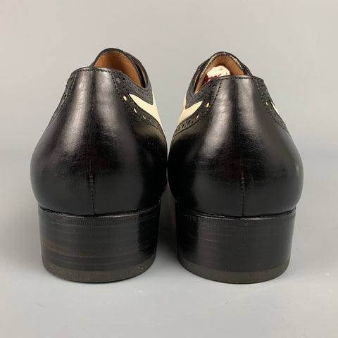 SALVATORE FERRAGAMO Édition Limitée No.1/100 Taille 8.5 Chaussures en cuir bicolore ivoire et noir