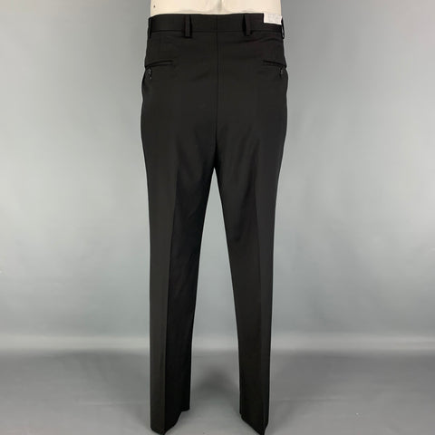 SAKS FIFTH AVENUE by Samuelsohn Size 44 Regular Black Wool Notch Lapel Suit