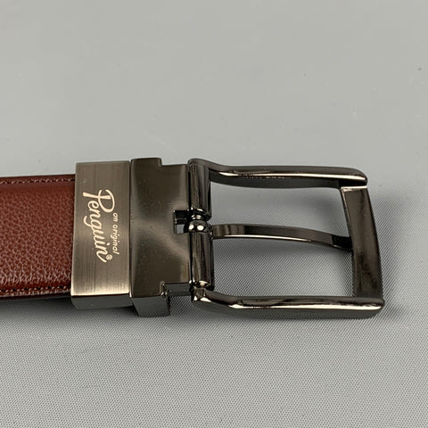 PENGUIN Taille 30 Ceinture réversible en cuir noir marron