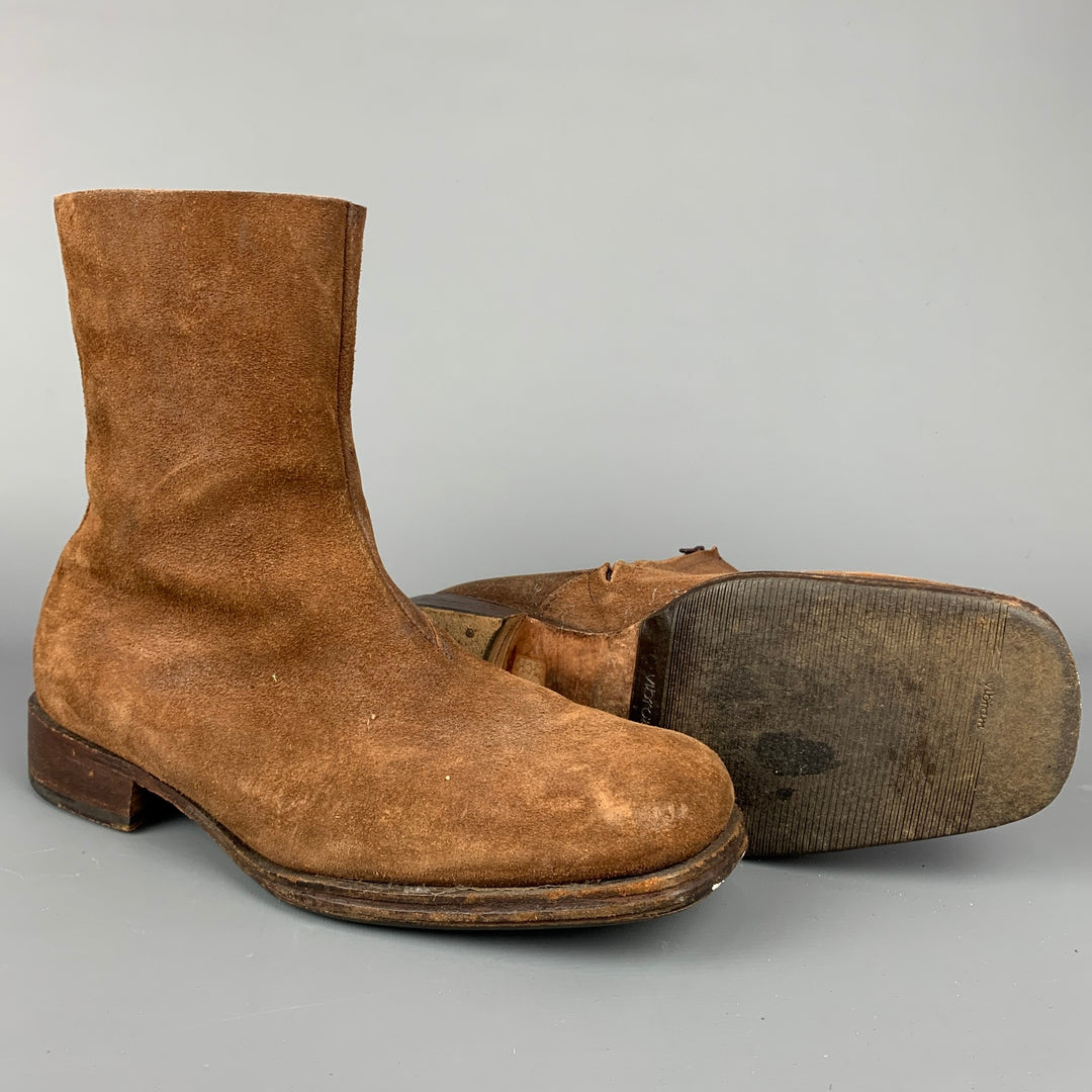 MAISON MARTIN MARGIELA Size 10 Brown Suede Square Toe Boots