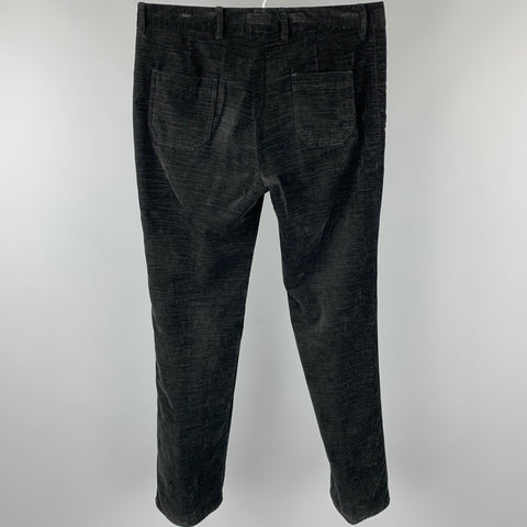CoSTUME NATIONAL Size 34 Black Textured Cotton Velvet Button Fly Dress Pants