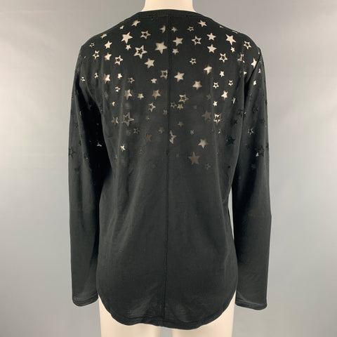 SCOTCH AND SODA Size M Black Viscose Polyester Stars T-Shirt