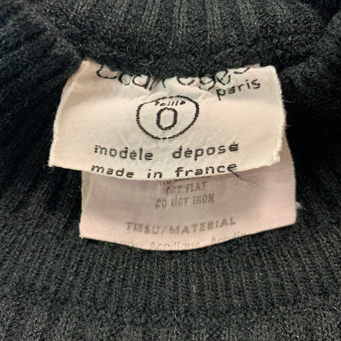 COURREGES Size XS Black Acrylic Ribbed Mock Neck Casual Top
