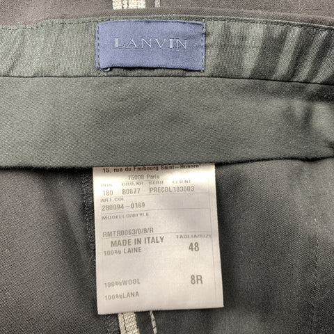 LANVIN Size 32 Black Wool Tuxedo Stripe Zip Fly Dress Pants
