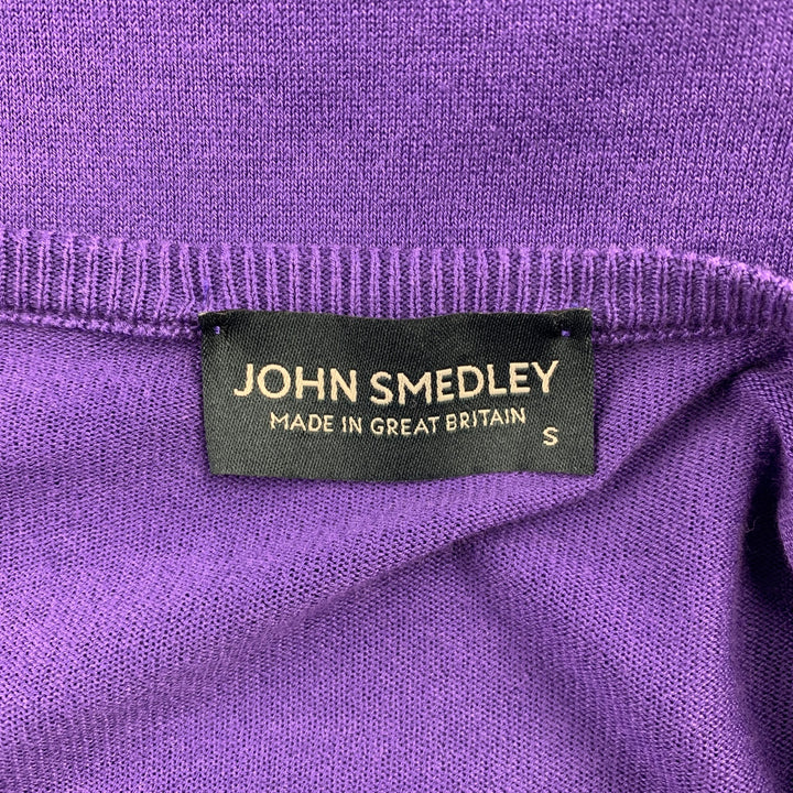 JOHN SMEDLEY Suéter de cuello redondo de algodón morado talla S