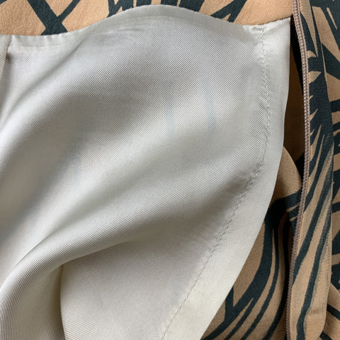 DRIES VAN NOTEN Size 4 Gold & Black Silk Print A-Line Skirt