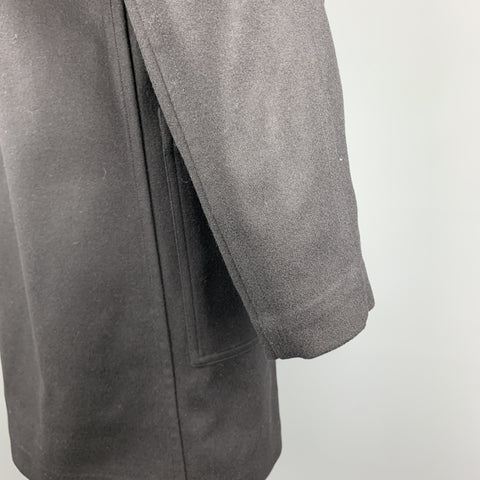 THEORY Size M Black Wool Blend Hooded Patch Pockets Hidden Buttons Coat