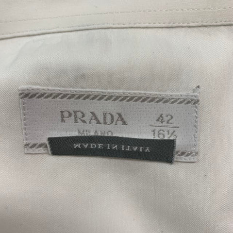 PRADA Size L White Cotton Long Sleeve Shirt