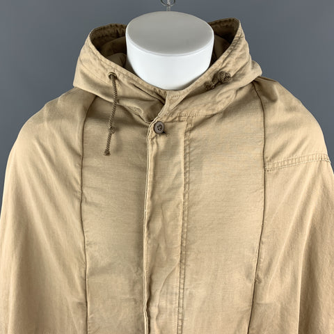THE DRESS & CO. Size 42 Khaki Cotton Hooded Drawstring Cape Jacket