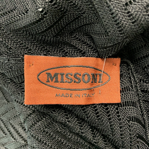MISSONI  One Size Black Herringbone Open Front Cardigan