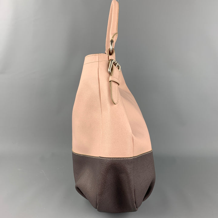 BEVINI Pink & Purple Color Block Leather Tote Handbag