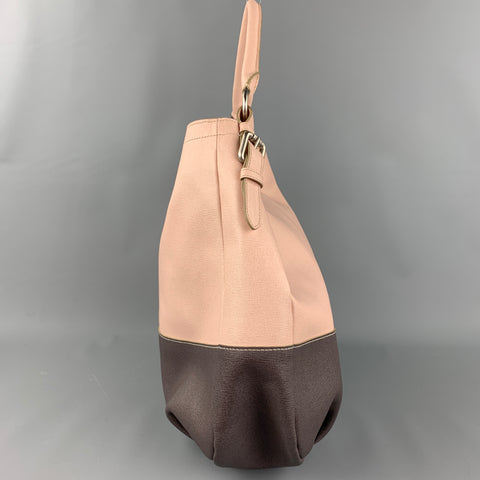 BEVINI Pink & Purple Color Block Leather Tote Handbag