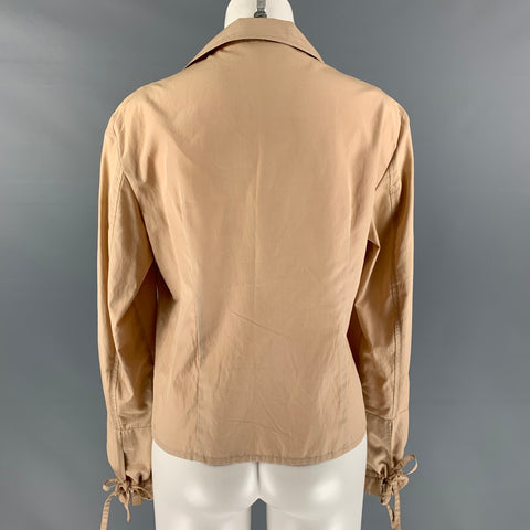 ALBERTA FERRETTI Size 12 Beige Silk Blend Solid Long Sleeve Blouse