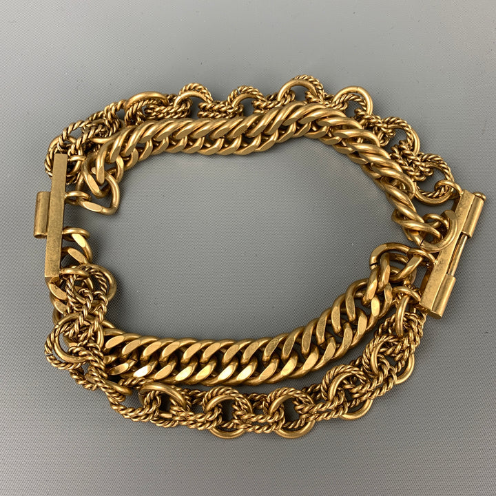 VINTAGE Gold Tone Metal Layered Chain Bracelet