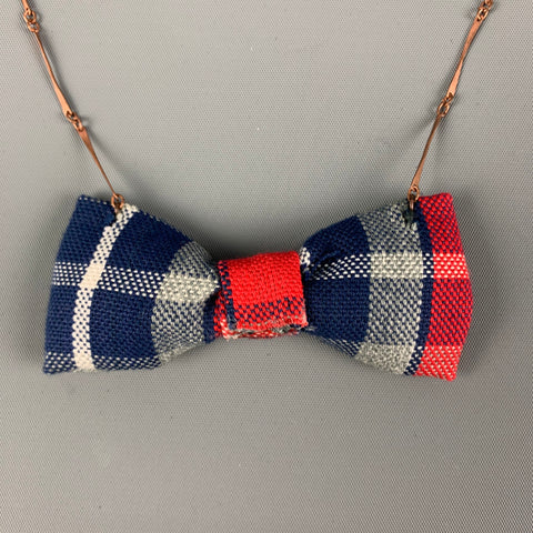 DIEGO GOMEZ Red Navy Plaid Necklace
