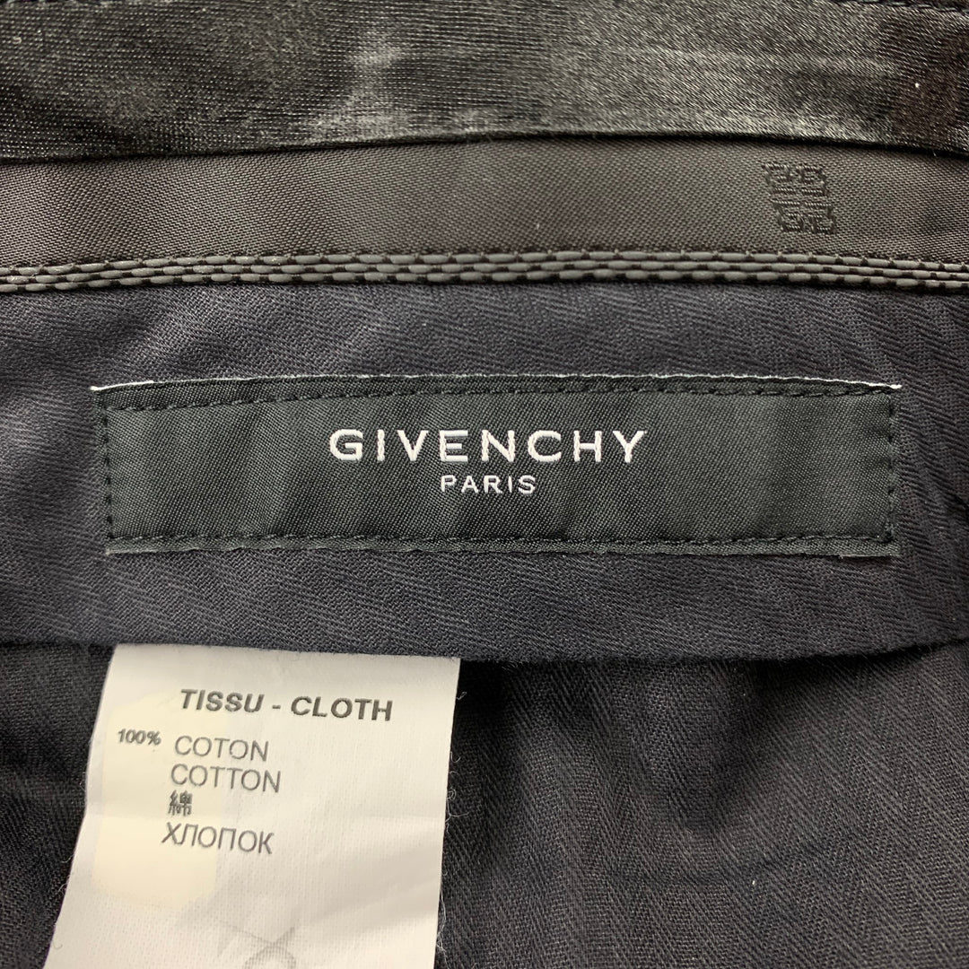 GIVENCHY Size 32 Black Two Toned Cotton Zip Fly Dress Pants