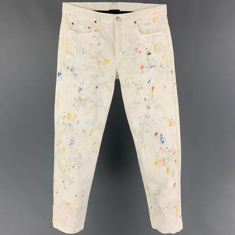 JOHN ELLIOTT The Daze 2 Pollock Size 33 Splattered Denim White Jeans