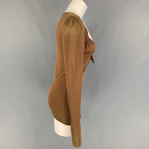 GUCCI Size S Copper Silk Blend Long Sleeve Pullover