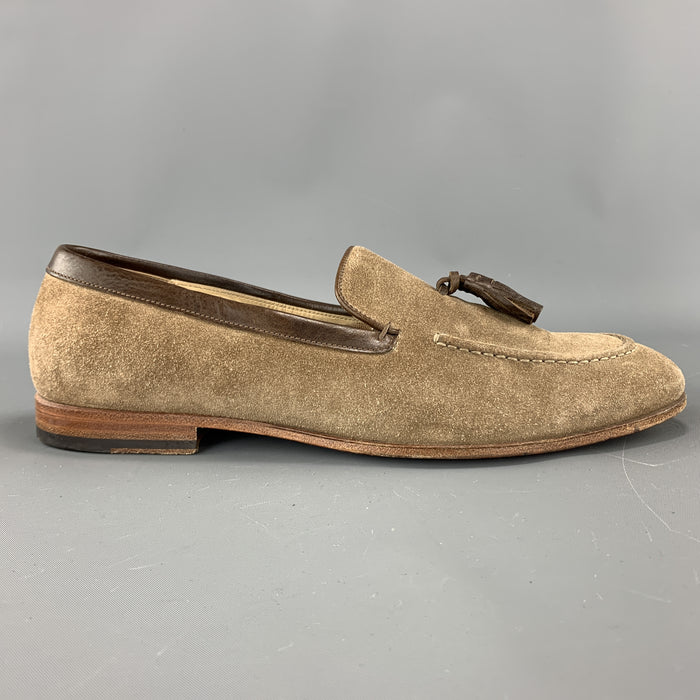 ALEXANDER MCQUEEN Size 9 Tan Suede Slip On Brown Tassel  Loafers