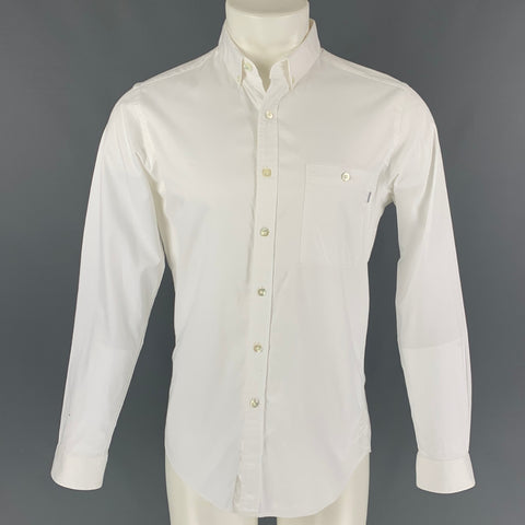 PATRIK ERVELL Size M White Cotton Button Down Long Sleeve Shirt