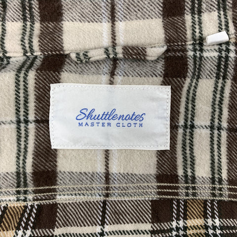 SHUTTLE NOTES Size L Cream & Brown Plaid Brushed Cotton Long Sleeve Shirt