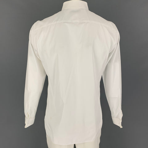 BURBERRY Size L White Cotton Tuxedo Long Sleeve Shirt