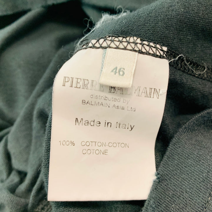 PIERRE BALMAIN Size XS Black Studded Cotton Crew-Neck T-shirt