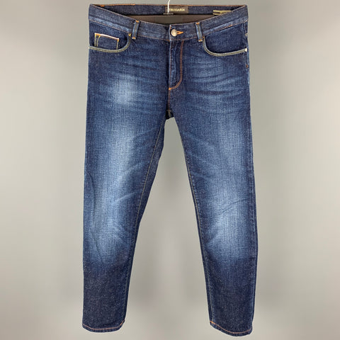 TRUSSARDI Size 30 Indigo Selvedge Denim Zip Fly 370 Close Fit Jeans