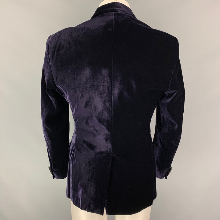 JUST CAVALLI Size 40 Purple Velvet Viscose Blend Shawl Collar Sport Coat