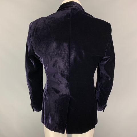 JUST CAVALLI Size 40 Purple Velvet Viscose Blend Shawl Collar Sport Coat