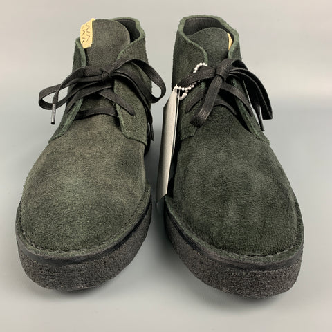 VISVIM Talla 9 Botas ISDT con cordones de cuero texturizado negro-FOLK
