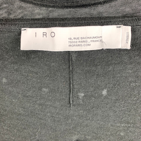 IRO Size XS Black Distressed Linen Crew-Neck T-shirt