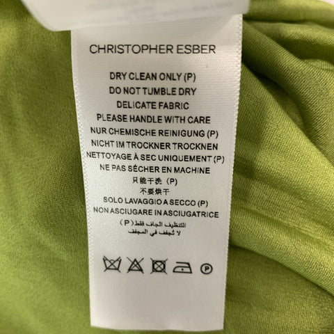 CHRISTOPHER ESBER Size 6 Green Black Viscose Polyester Lace Asymmetrical Dress