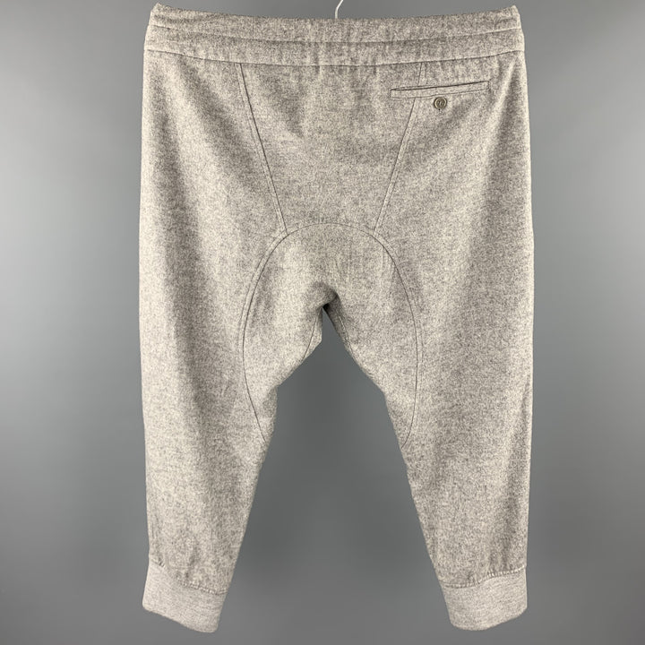 NEIL BARRETT Talla 34 Pantalones casuales con cremallera en mezcla de lana jaspeada gris claro