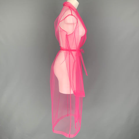 DRIES VAN NOTEN Size M Pink Polyester See Through Belted Coat