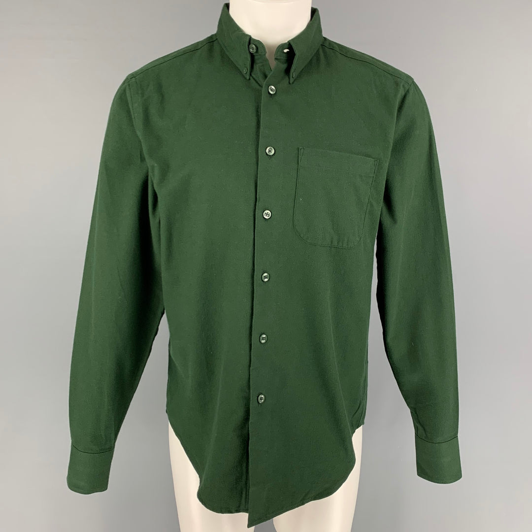 NAKED AND FAMOUS Size M Forest Green Cotton Long Sleeve Shirt