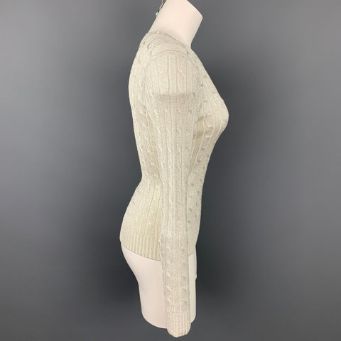 RALPH LAUREN Black Label Taille M Pull en mélange d'acétate argenté