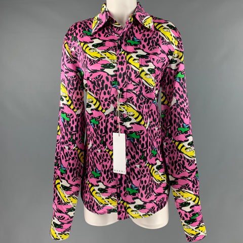 MARNI Size S Pink Multi-Color Viscose Print Button Up Shirt