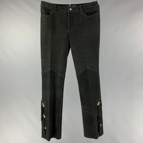 RALPH LAUREN COLLECTION par taille 10 Pantalon décontracté western en daim noir