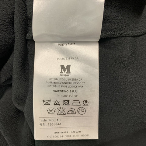 M MISSONI Size 4 Black Solid Acetate &  Silk Oversized Blouse