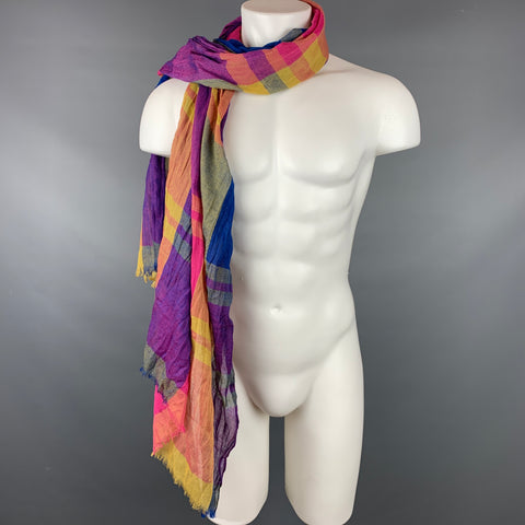 Écharpe en polyester à carreaux Madras multicolore VINTAGE