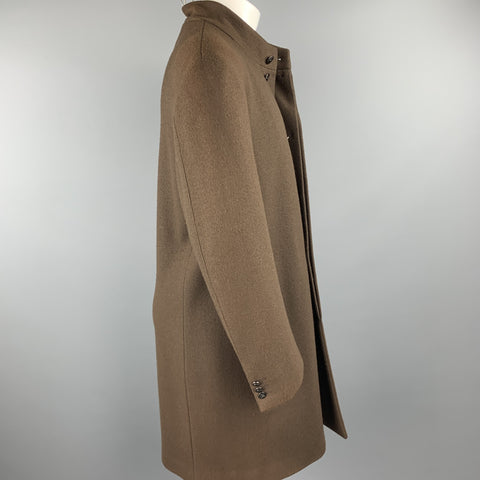 THIERRY MUGLER Size 40 Brown Wool High Collar Hidden Placket Coat