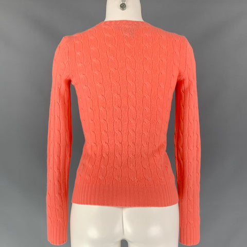 RALPH LAUREN Cashmere Cable Knit Size S Coral Pullover