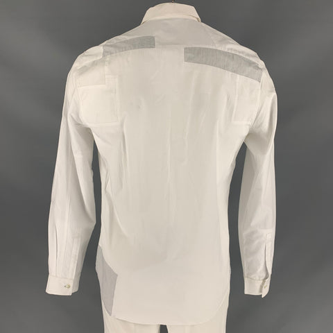 PAUL SMITH Size L White Mixed Fabrics Cotton Button Up  Long Sleeve Shirt